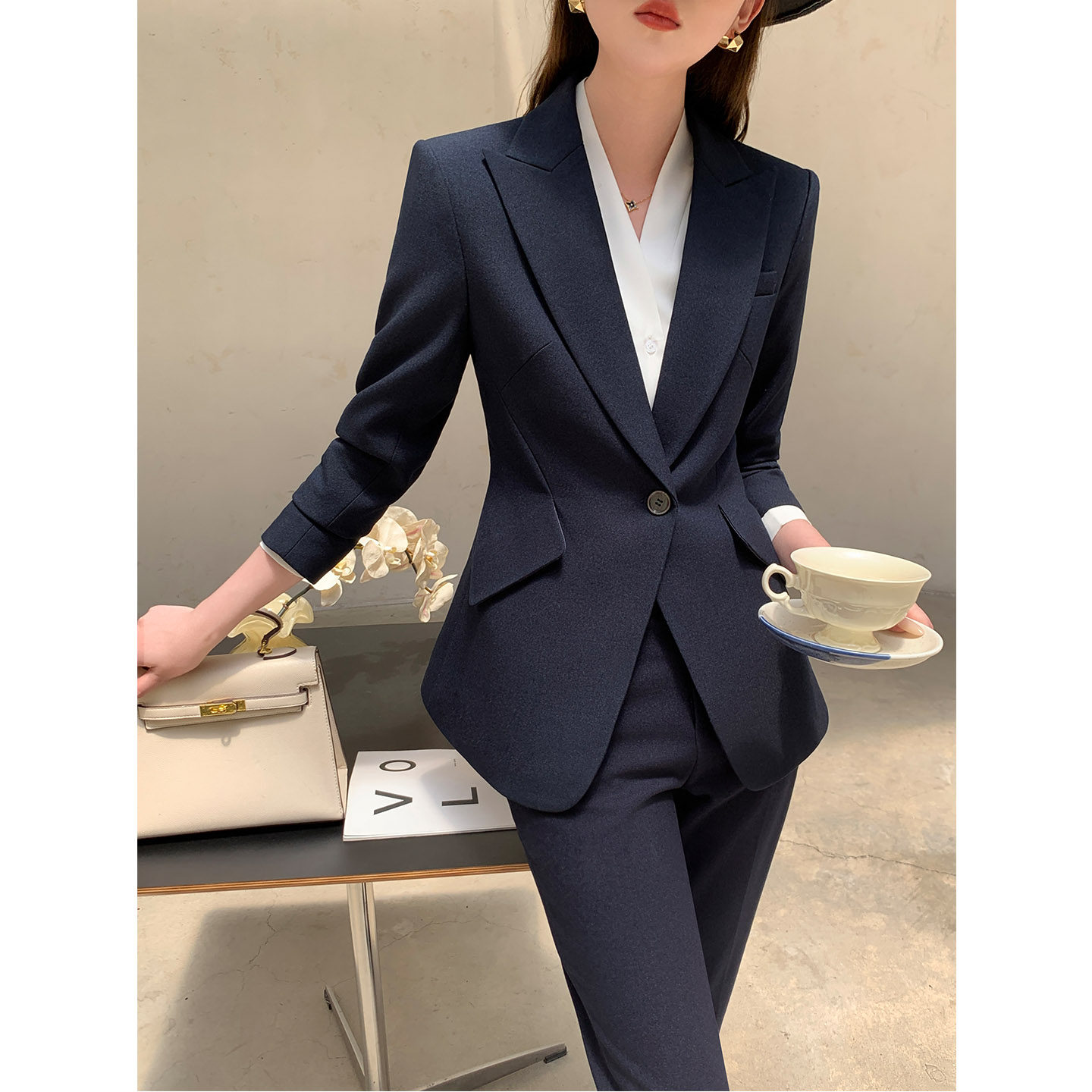 藏青色职业西装套装女2026新款高级感气质女神范正装西服外套工装