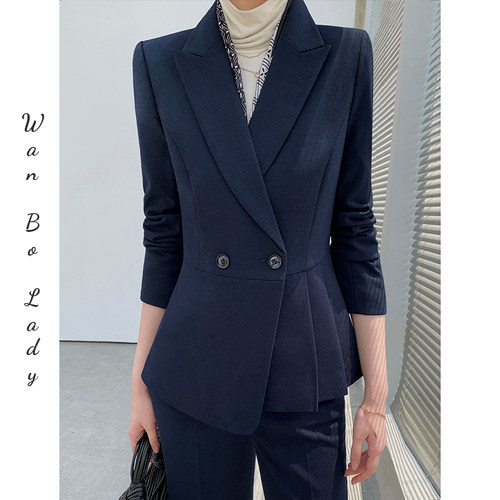 莞帛常规通勤长袖大码西装两件套