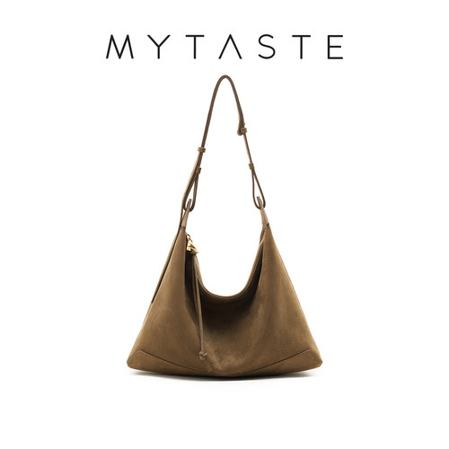 MYTASTE绒面磨砂头层牛皮流浪包