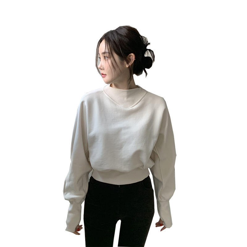 设计感蝙蝠袖短款小个子卫衣女秋2025年新款休闲宽松显瘦ins上衣