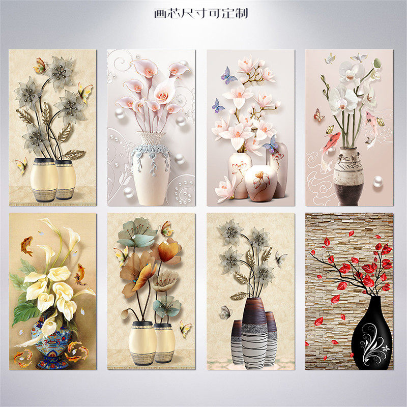 简约现代马蹄莲花瓶玄关富贵鹿 风水装饰画画芯打印艺术喷绘画布