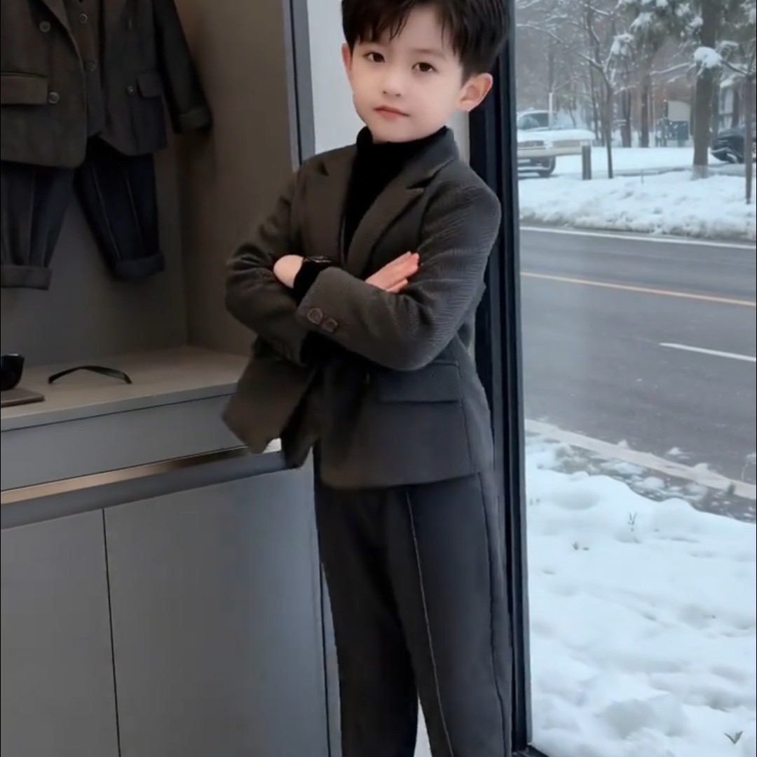 花童西服套装加厚加绒走秀演出服西服/小西装