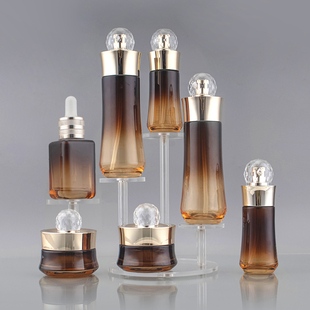 玻璃瓶套装化妆品瓶子套装瓶40ml乳液瓶罐30g瓶咖啡色瓶空瓶包材