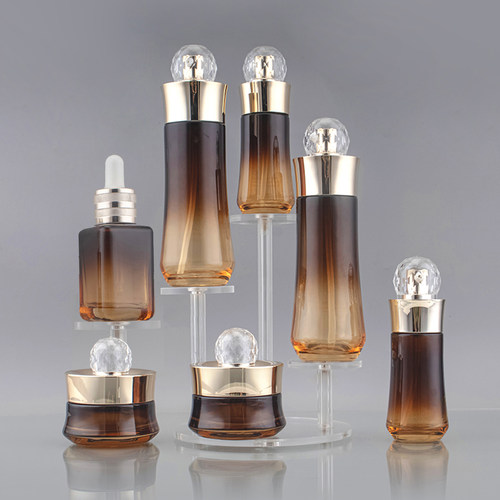 玻璃瓶套装化妆品瓶子套装瓶40ml乳液瓶罐30g瓶咖啡色瓶空瓶包材