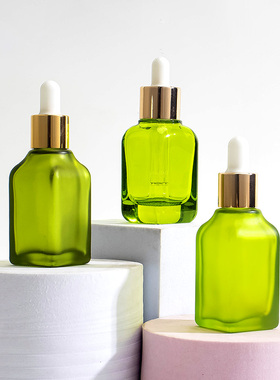 绿色30ml玻璃滴管瓶化妆品分装瓶子透明茶色精油瓶精华液瓶子新款