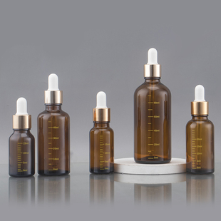 滴管瓶玻璃材质茶色精油瓶药油瓶带刻度5ml 100ml玻璃容器空瓶子