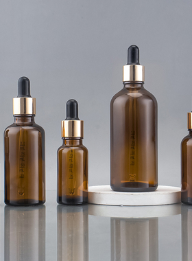 玻璃小空瓶10ML100ML茶色避光滴管 便携辅食替换胶头瓶刻度滴管瓶