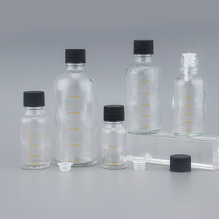 透明刻度内塞瓶5ml小瓶30ml分装 液体香水瓶黑盖子100ml防漏空瓶子