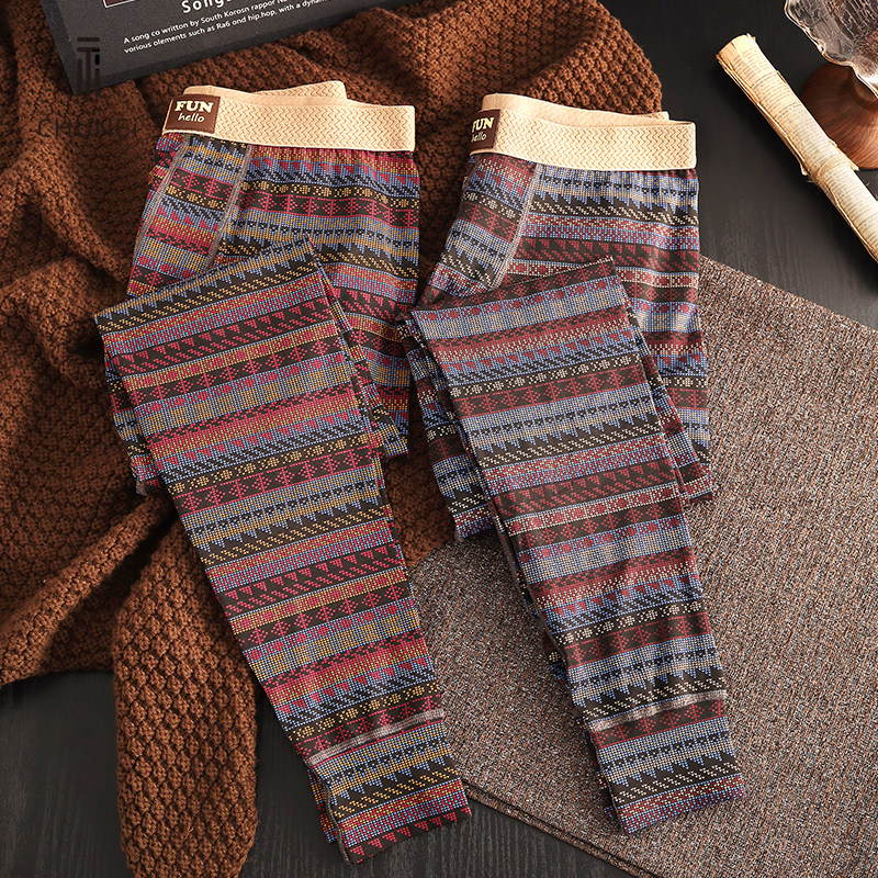 初内纯棉复古印花男士保暖裤秋冬打底裤男生薄款秋裤大码棉毛裤,女士内衣/男士内衣/家居服,保暖裤,淘宝优惠券,粉丝福利购,淘宝优惠卷