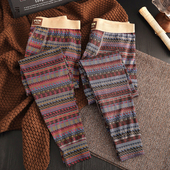 保暖裤 大码 秋冬打底裤 初内纯棉复古印花男士 男生薄款 秋裤 棉毛裤