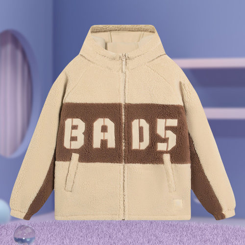 李宁正品新款男子BADFIVE运动休闲时尚连帽保暖羊羔绒外套AFDSA69