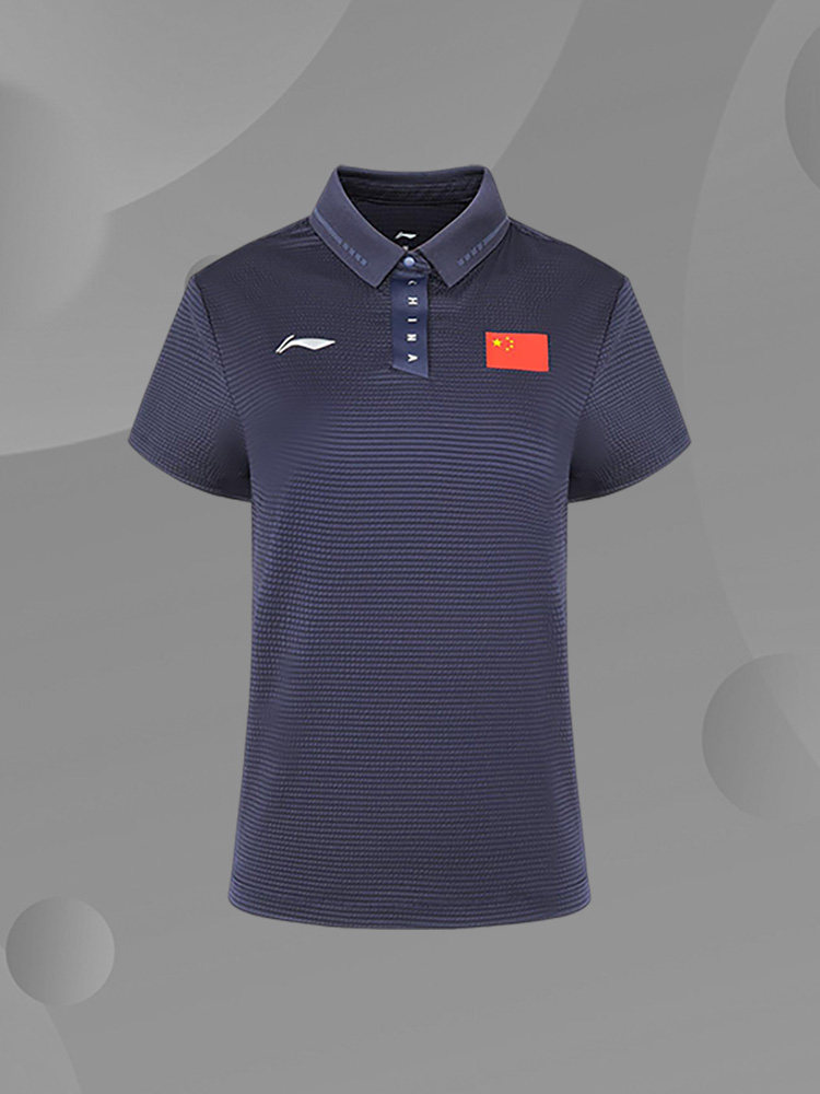 Lining/李宁正品女子透气运动训练比赛乒乓球服短袖POLO衫APLS228