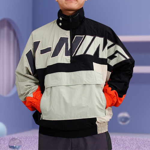 李宁正品潮流休闲时尚透气运动时尚系列男子宽松运动风衣AFDR025