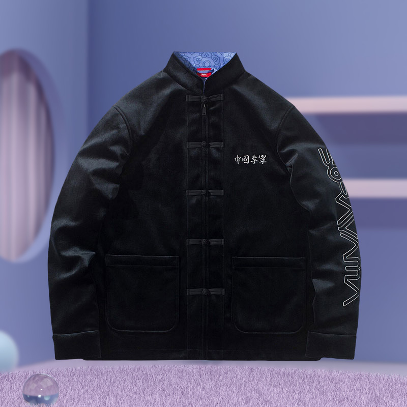 中国李宁x空山基联名男运动外套长袖刺绣国潮印花双面夹克AFDR439