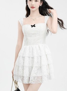 法式少女感温柔甜美蛋糕裙生日裙蕾丝公主风高级富家千金蓬蓬裙仙