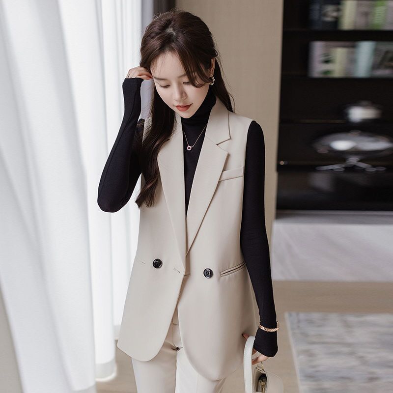 米色西装马甲外套女秋季2025新款设计感气质马甲背心外穿职业装