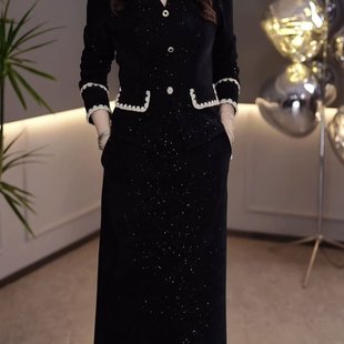 假两件套拼接中长裙 连衣裙时尚 已出货2025秋冬新款 雪尼尔胖mm大码