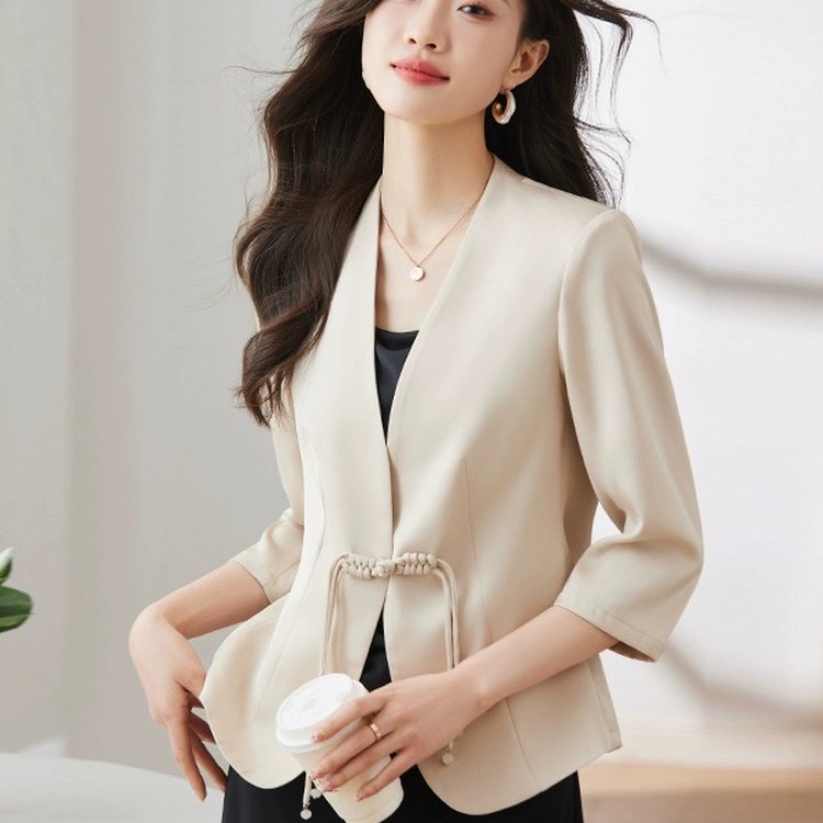 新中式国风西装外套女夏季薄款2025新款休闲小个子七分袖西服上衣