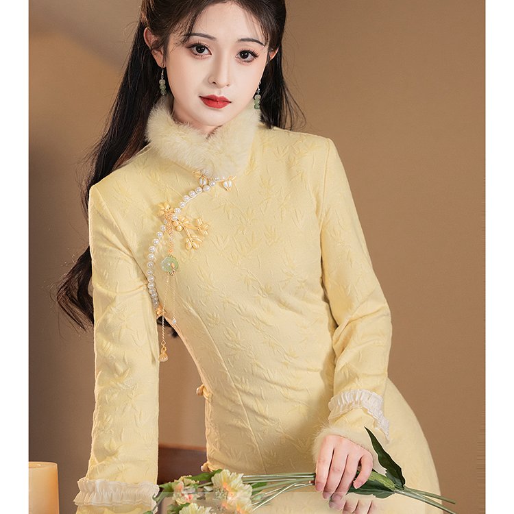 复古风改良旗袍2025新款高端修身秋冬款新中式日常穿冬季加厚长袖