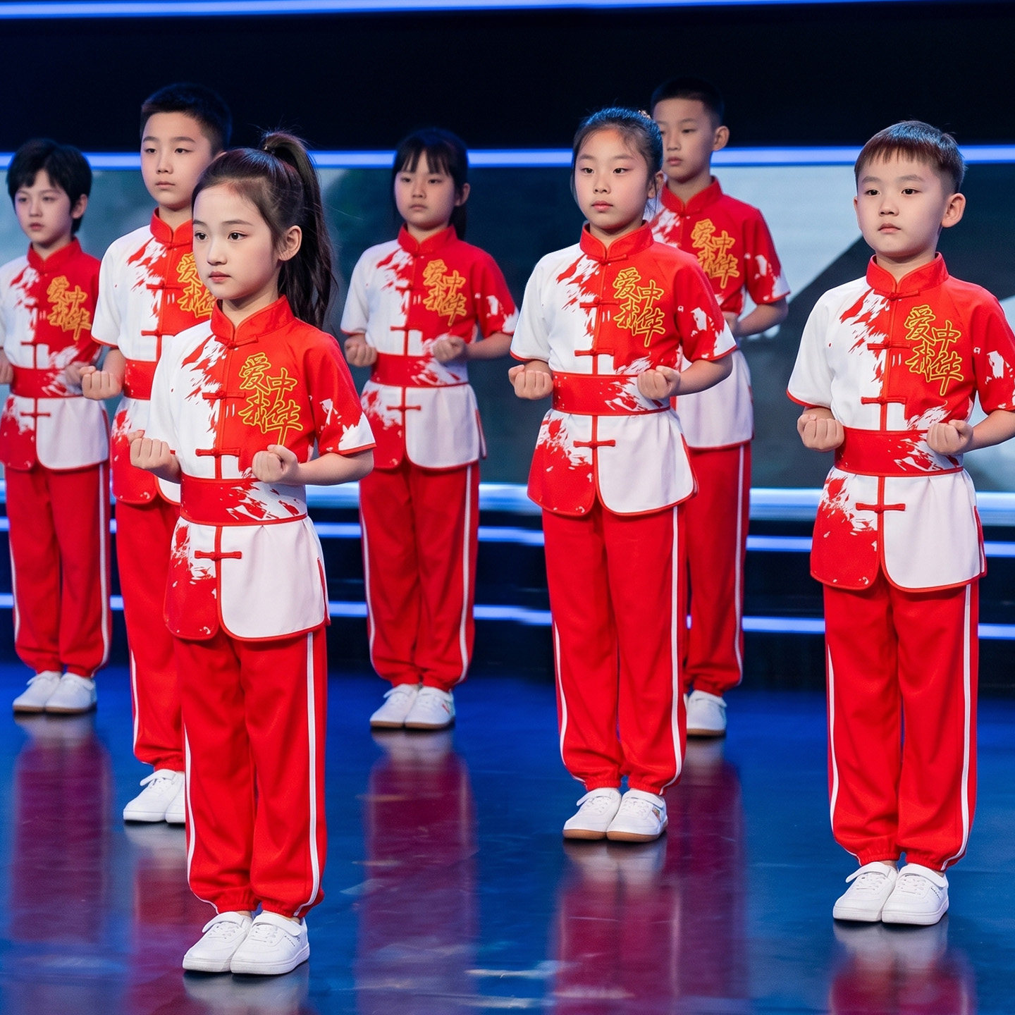 六一儿童表演演出服装武术武术操太极拳腰鼓喜庆太极新款比赛练功