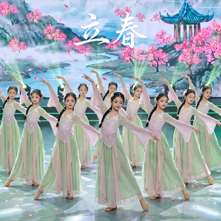 立春咏春烟雨江南古典舞舞蹈服装演出服儿童中国舞女童练功表演