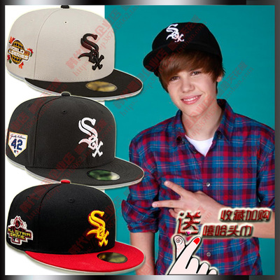 SOX平沿棒球帽大号街舞全封板帽