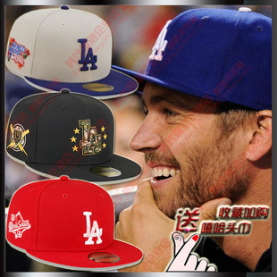 la帽子嘻哈美式男女平沿棒球帽不可调节洛杉矶道奇队街舞反戴板帽