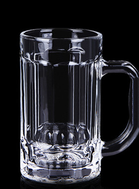 带把玻璃杯茶楼耐热泡茶杯家用喝水杯牛奶果汁杯加厚大容量扎啤杯