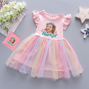夏季外贸Kawaii Russian Like Nastya女童公主网纱连衣裙生日礼物