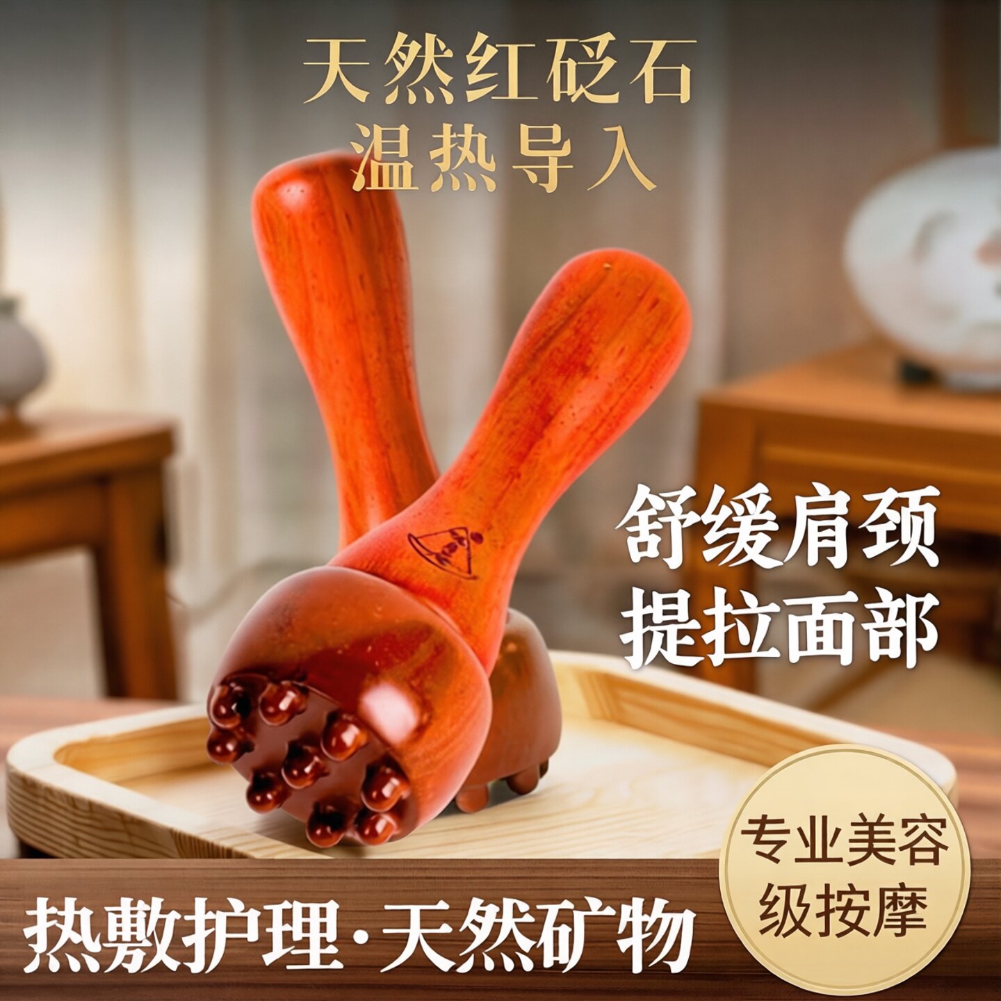 红砭石温灸仪面部眼部提升导入美容仪按摩器刷子头疗肩颈热敷护理