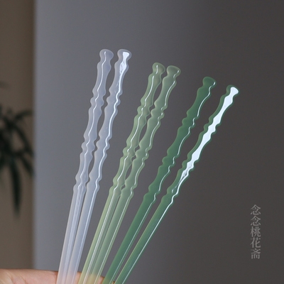 念念桃花白玉石醋酸发簪古风