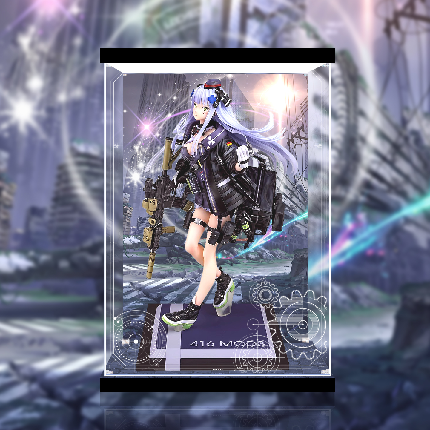 适用少女前线HK416MOD3重创手办模型展示盒亚克力透明收纳防尘罩