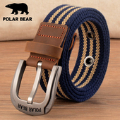 北极熊帆布腰带男女士尼龙皮带针扣休闲时尚 户外运动牛仔裤 带潮流