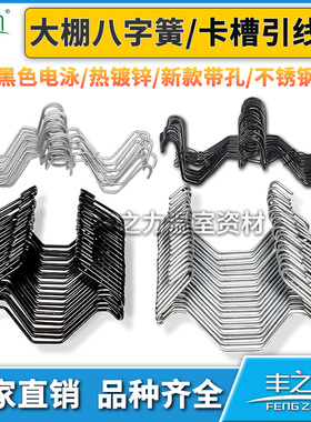 温室大棚配件八字簧引线簧八字钩双勾绳勾压膜槽卡槽热镀锌不锈钢