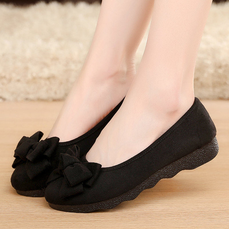 春季时尚款布鞋女老北京厚底平跟单鞋休闲轻便工作鞋妈妈鞋豆豆鞋