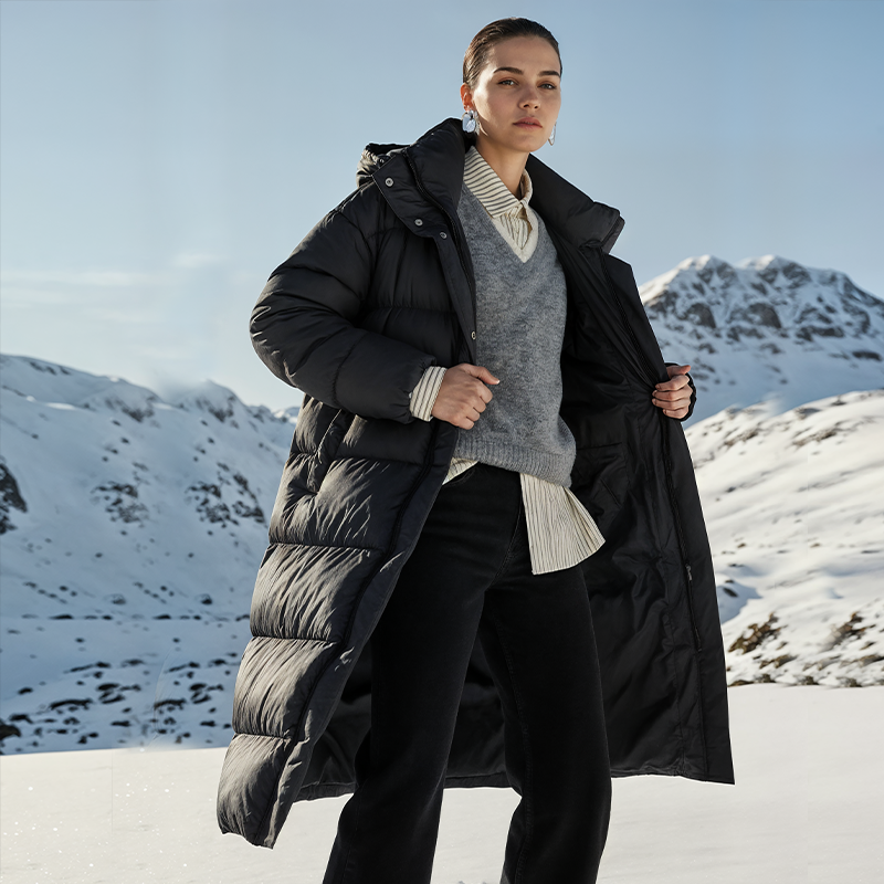 Famecoco简约立领羽绒服超长款过膝高充绒量白鸭绒外套FAD8AH107,女装/女士精品,羽绒服,淘宝优惠券,粉丝福利购,淘宝优惠卷