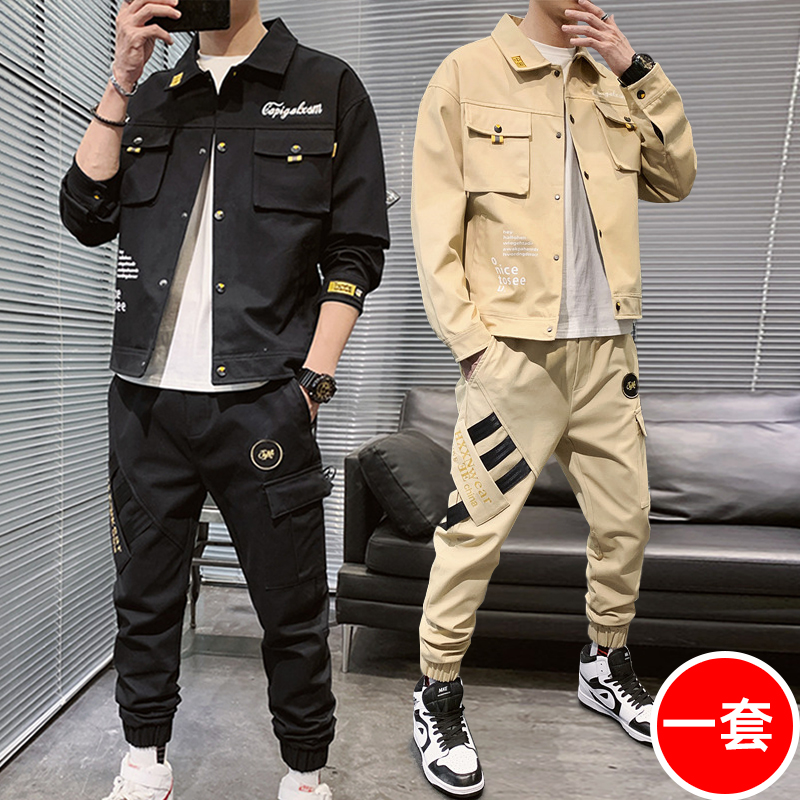 男外套2020新款春秋冬季韩版潮流炸街痞帅男装套装秋装工装夹克潮