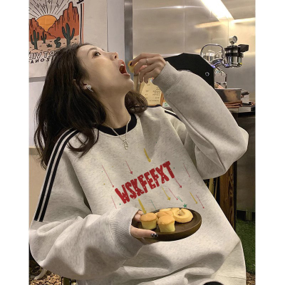 三条杠卫衣女2024春秋新款慵懒风