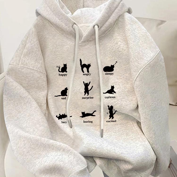 潮牌灰色连帽卫衣女秋冬2024新款