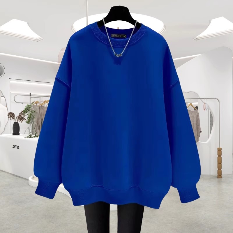 克莱因蓝色圆领纯色卫衣大版潮牌