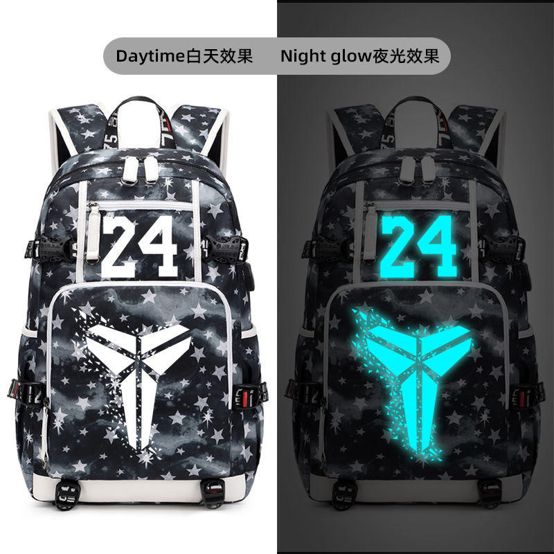 湖人队双肩包男科比24号纪念款书包女大容量中小学生篮球背包新款