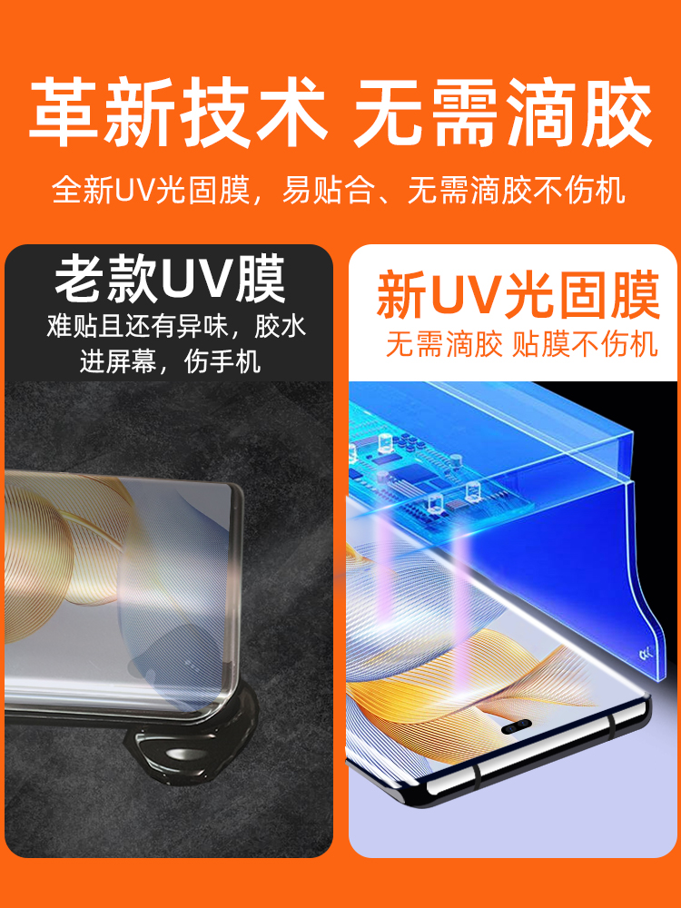 适用荣耀90magic5pro光固膜honor70uv专用膜30全胶50专用prouv手机膜60se的80钢化膜3migac4至臻版x50手机贴 3C数码配件 手机贴膜 原图主图