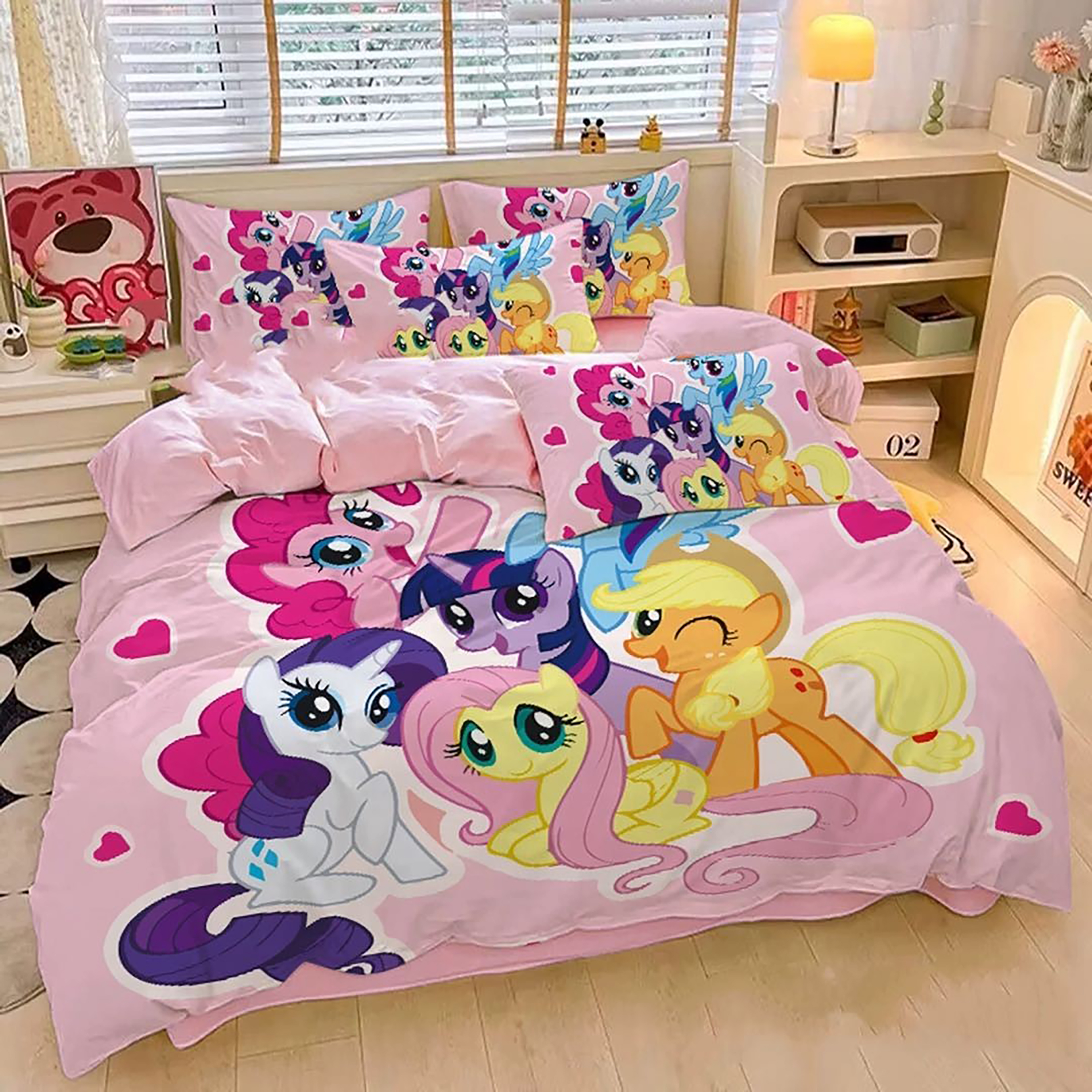 彩虹小马被套纯棉四件套全棉宝莉紫悦碧琪柔柔女孩床上用品三件套