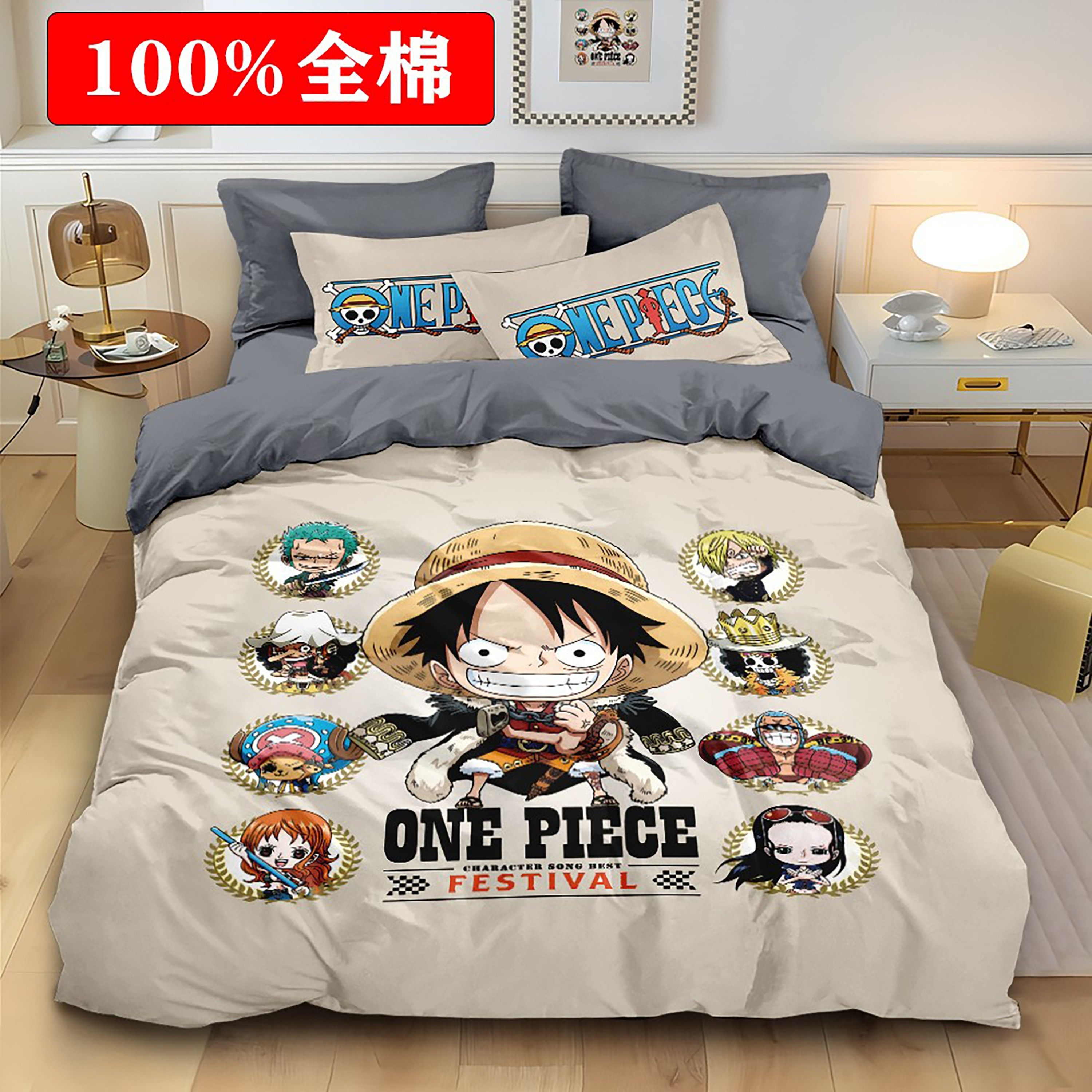 海贼王路飞被套纯棉四件套全棉床笠款男孩儿童学生床上用品三件套,床上用品,床品套件/四件套/多件套,淘宝优惠券,粉丝福利购,淘宝优惠卷