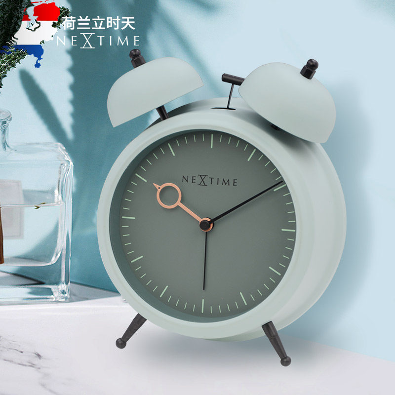 nextime荷兰立时天金属铃铛大铃声马颈钟 贪睡夜灯光简约大闹钟