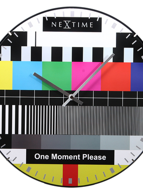 Nextime荷兰立时天电视信号彩条挂钟14英寸客厅个性停播画面钟表