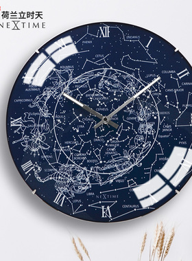 荷兰NeXtime立时天北欧简约钟表14英寸静音夜光客厅卧室创意挂钟