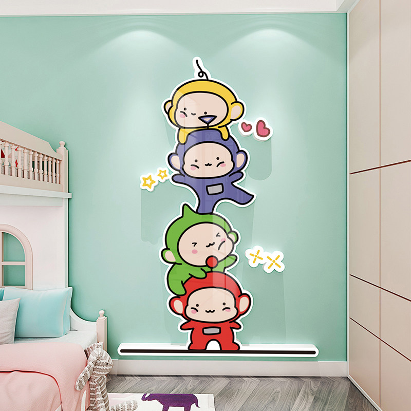 房间装饰天线宝宝叠叠乐卡通动漫家居墙贴3d立体设计装饰雪弗板