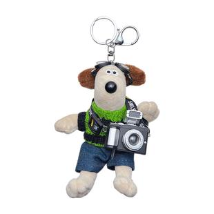 情侣款小狗狗条纹毛衣短袖牛仔套装包上挂件可爱玩偶毛绒礼品挂件