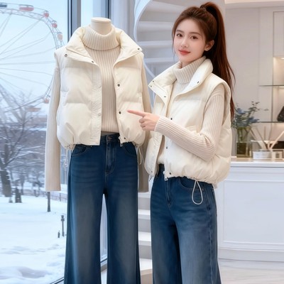 一件过冬！短款羽绒棉马甲女2025新款冬季小个子洋气保暖背心坎肩